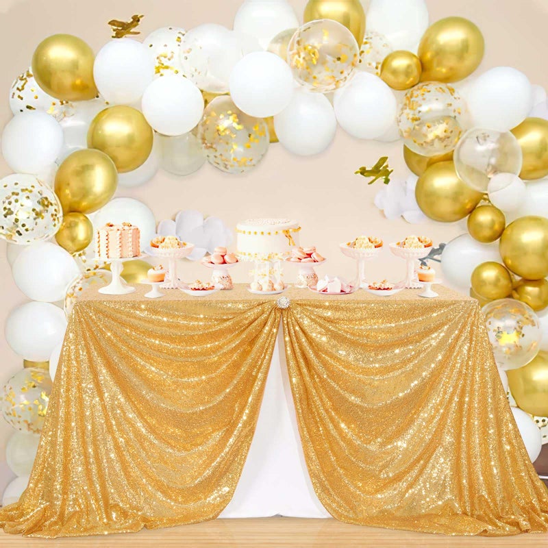 SoarDream Gold Sequin Tablecloth 60x102 inch Sparkly Rectangle Glitter Table Linen Wedding Sequin Tablecloths Party Banquet Decorations - Image 2